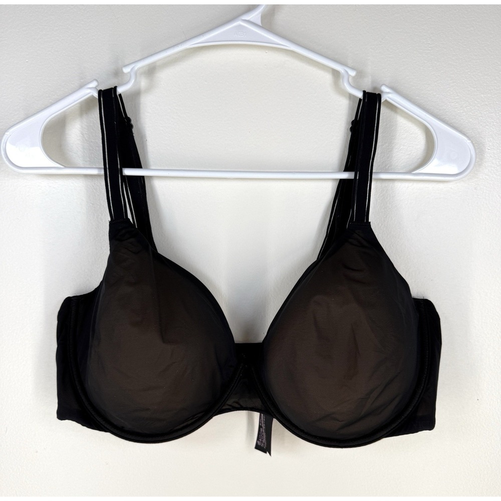 Victoria's Secret Lined Perfect Coverage Black Mesh Bra Women's Size 36DD